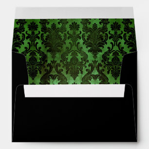 Halloween Gothic Damask Green Return Address Envelope