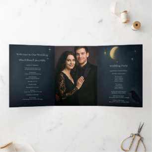 Halloween Gothic Graveyard Wedding Tri-Fold Programme
