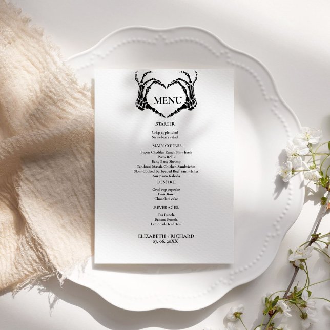 Halloween Gothic Hand Hearts Skull  Wedding Menu (Creator Uploaded)