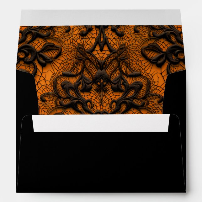 Halloween Gothic Lace Orange Return Address Envelope (Back (Bottom))