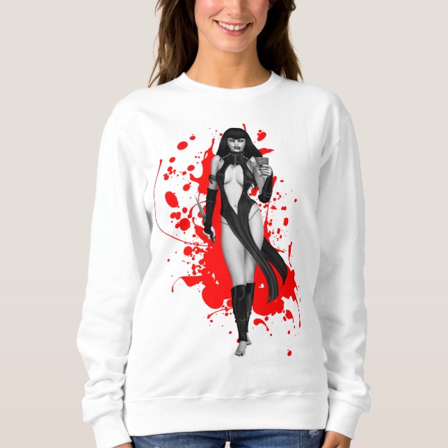 Halloween Gothic Lady Vampire Throw Pillow Sweatshirt (Front)