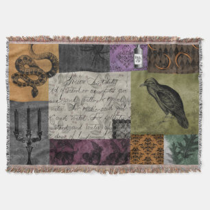 Halloween Gothic Mediaeval Spooky Apothecary Art Throw Blanket