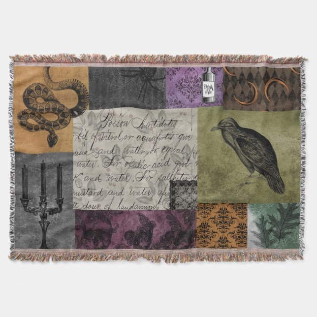 Halloween Gothic Mediaeval Spooky Apothecary Art Throw Blanket (Front)