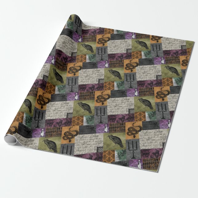 Halloween Gothic Mediaeval Spooky Apothecary Art Wrapping Paper (Unrolled)