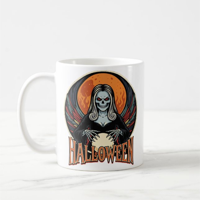Halloween Gothic Skeleton Fortune Teller Vector Ar Coffee Mug (Left)