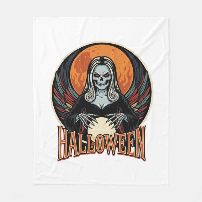 Halloween Gothic Skeleton Fortune Teller Vector Ar Fleece Blanket (Front)