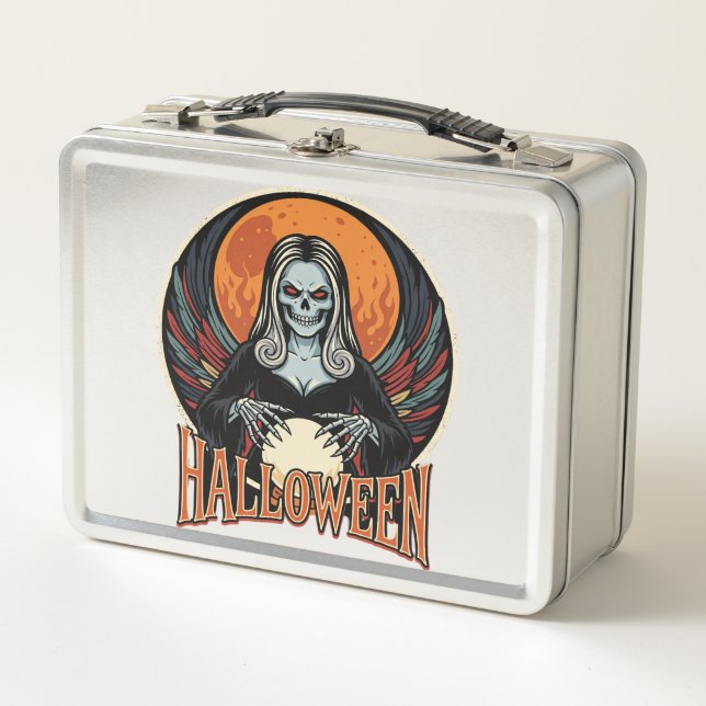 Halloween Gothic Skeleton Fortune Teller Vector Ar Metal Lunch Box (Front)
