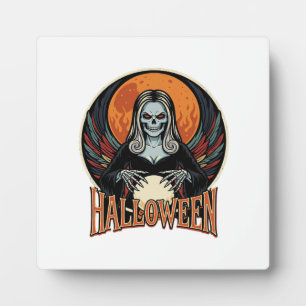 Halloween Gothic Skeleton Fortune Teller Vector Ar Plaque