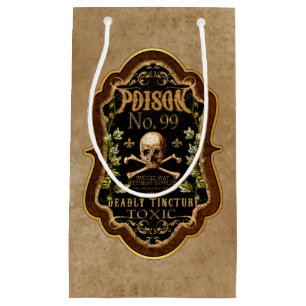 Halloween Gothic Skull And Crossbones Witch Potion Small Gift Bag