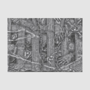 Halloween Gothic Skulls Black And White Vintage Tissue Paper