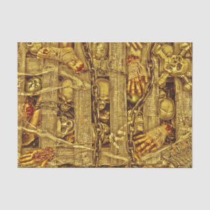 Halloween Gothic Skulls Gold Yellow Red Body Parts Tissue Paper