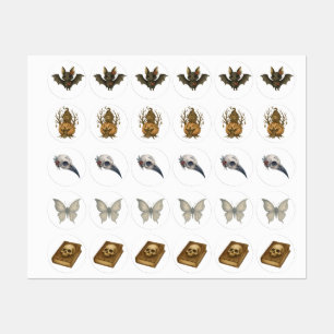 Halloween Gothic Stickers – Bat, Skull Book, Plagu