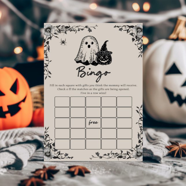 Halloween Gothic Vintage Bingo Game (Black Floral Gothic Little Boo Baby Shower Bingo Game)