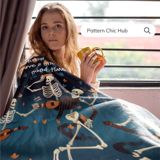 Halloween Gothic Vintage Modern Skeleton Dance Fleece Blanket (Creator Uploaded)