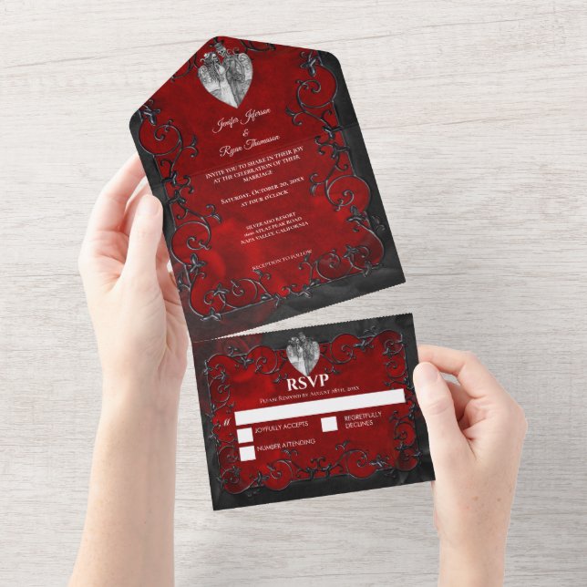 Halloween Gothic Wedding All In One Invitation (Tearaway)