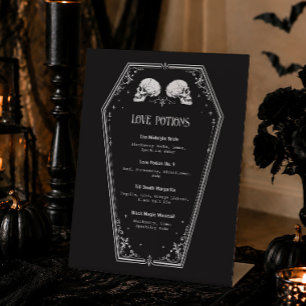 Halloween Gothic Wedding Bar Drink Menu Pedestal Sign