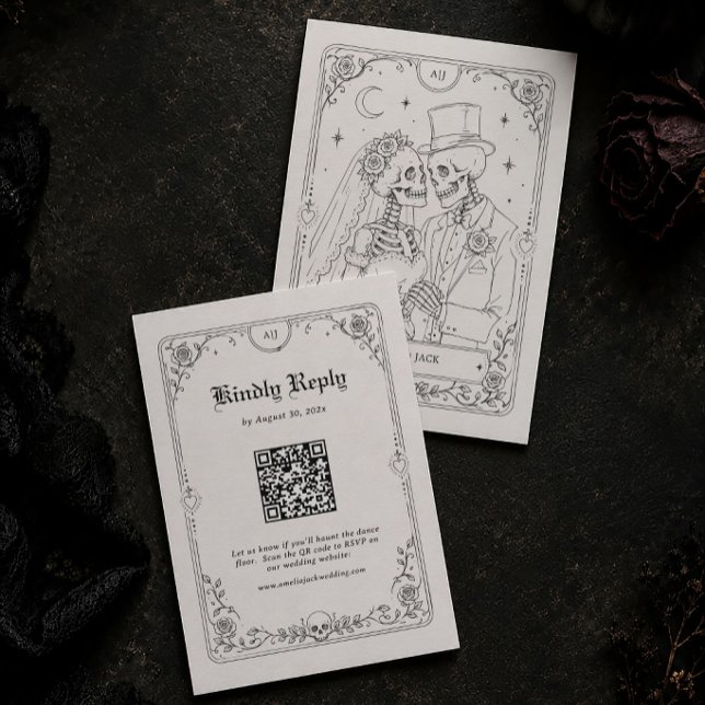 Halloween Gothic Wedding RSVP QR Code Enclosure Card (Creator Uploaded)