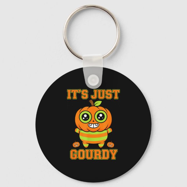 Halloween gourdy pumpkin design cute jack o'lanern key ring (Front)