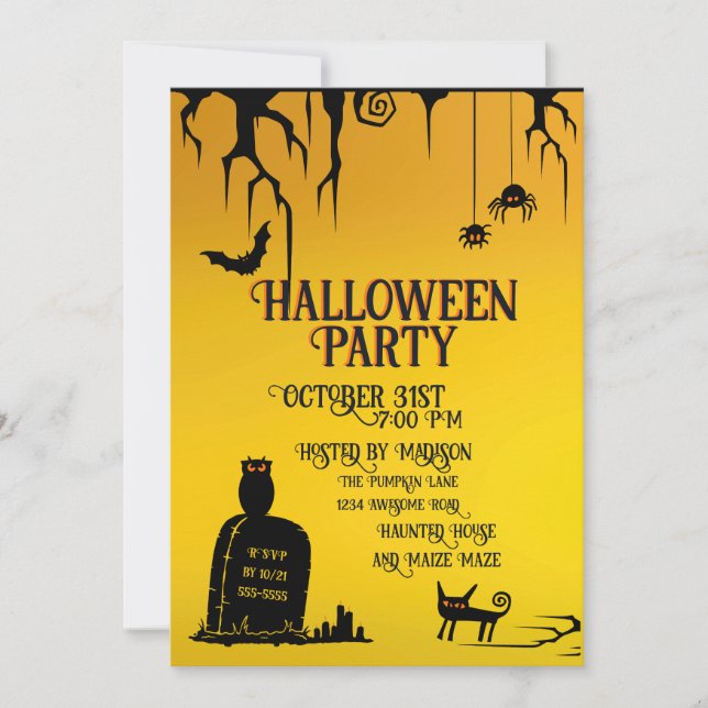 Halloween Graffiti Cemetery  Invitation (Front)