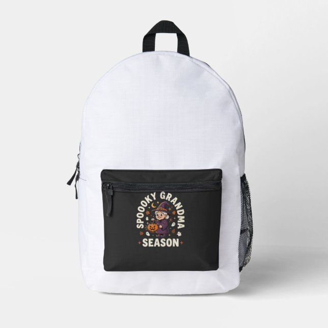 Halloween Grandma Magic Printed Backpack (Front)