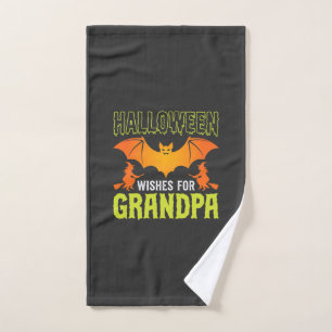 Halloween Grandpa Bat Witch Wishes Hand Towel