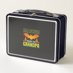 Halloween Grandpa Bat Witch Wishes Metal Lunch Box