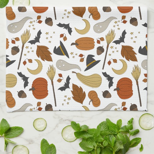 halloween graphics illustrated kitchen towel (Folded)