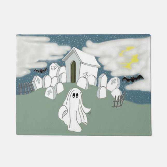 Halloween Grave Yard Shift Doormat (Front)