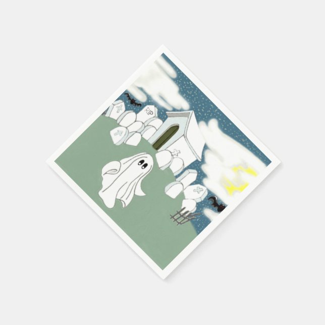 Halloween Grave Yard Shift Napkin (Corner)