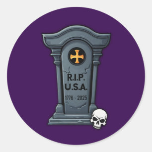 Halloween Gravestone R.I.P. U.S.A. Classic Round Sticker
