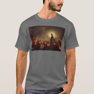 Halloween Graveyard At Night Ghoul Standing At Cem T-Shirt