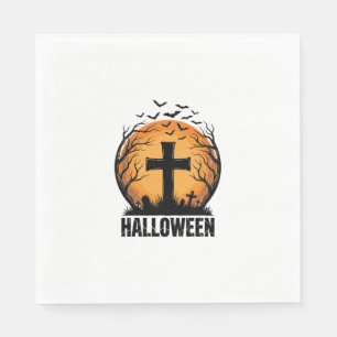 Halloween Graveyard Bats Vintage Moon Shirt Design Napkin