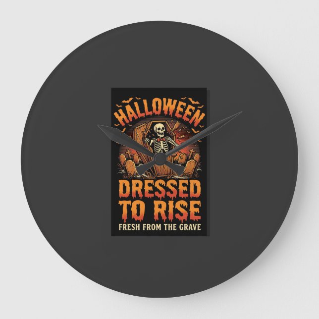 Halloween Graveyard Costume Awakening Large Clock (Front)