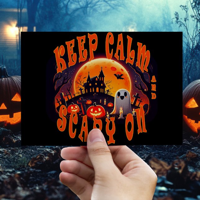 Halloween graveyard cute Ghost and Jack-O-Lanterns Postcard (Creator Uploaded)