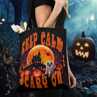 Halloween graveyard cute Ghost and Jack-O-Lanterns Tote Bag