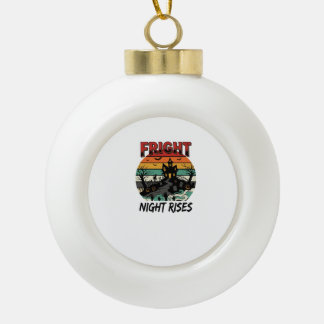 Halloween Graveyard Fright Night Ceramic Ball Christmas Ornament