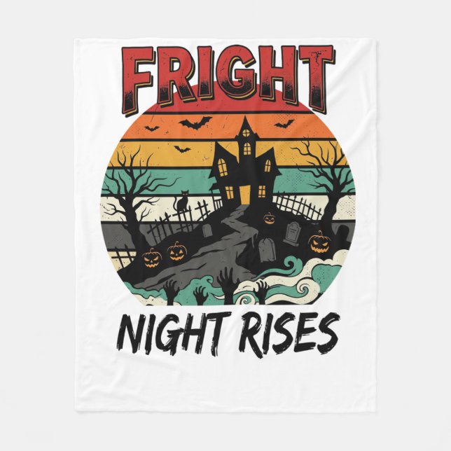 Halloween Graveyard Fright Night Fleece Blanket (Front)