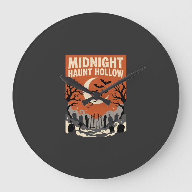 Halloween Graveyard Haunt Large Clock (Front)