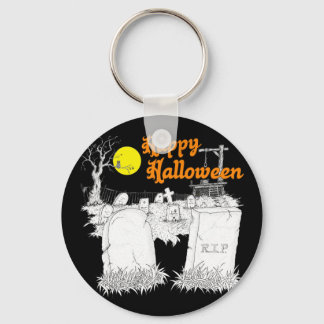 halloween graveyard key ring