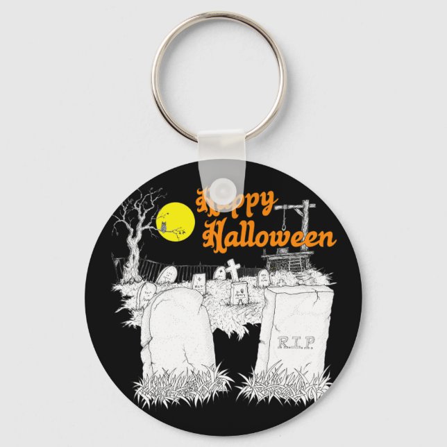 halloween graveyard key ring (Front)