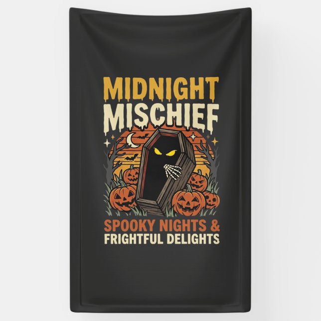 Halloween Graveyard Mischief Banner (Vertical)