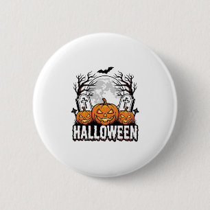 Halloween Graveyard Pumpkin Vintage Engraving Desi 6 Cm Round Badge