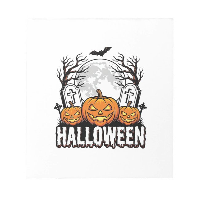 Halloween Graveyard Pumpkin Vintage Engraving Desi Notepad (Front)