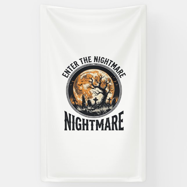 Halloween Graveyard Shirt Vintage Bat Moon Design_ Banner (Vertical)