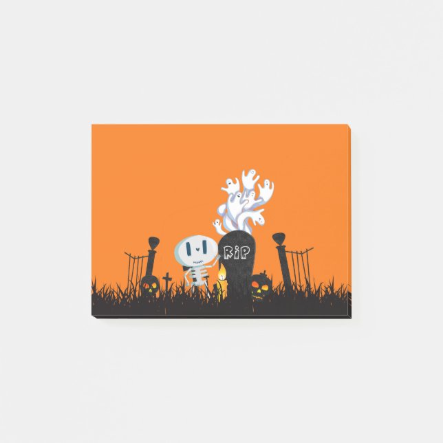 Halloween Graveyard Spooky Cute Skeleton & Ghosts Post-it Notes (Front)