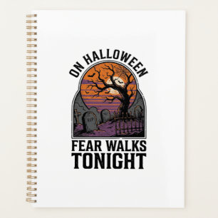 Halloween Graveyard Sunset Vintage Spooky Tree Art Planner