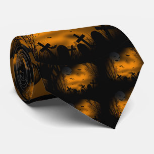 Halloween Graveyard with Bats and Tombstones Tie