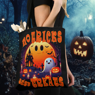 Halloween graveyard with cute happy smiling Ghost Tote Bag