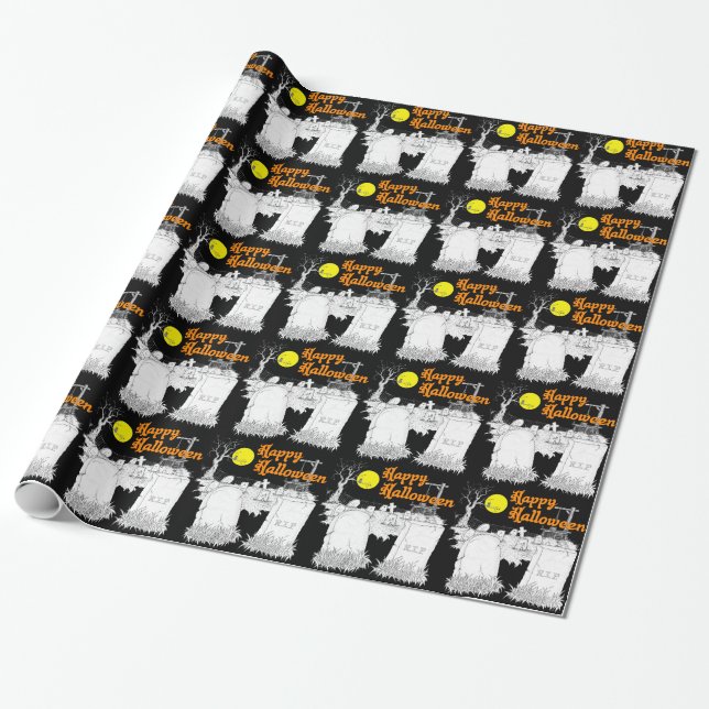 halloween graveyard wrapping paper (Unrolled)