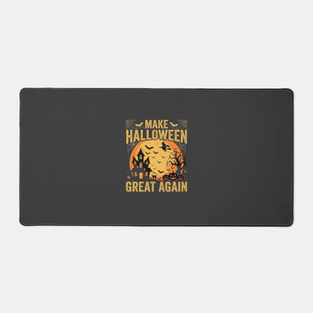 Halloween Great Again Haunted House Pumpkin Desk Mat (Front)